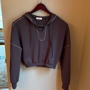 Yolly Charcoal Cropped Hoodie